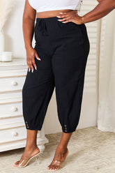 Shiny Decorative Button Cropped Pants OutfitFlow